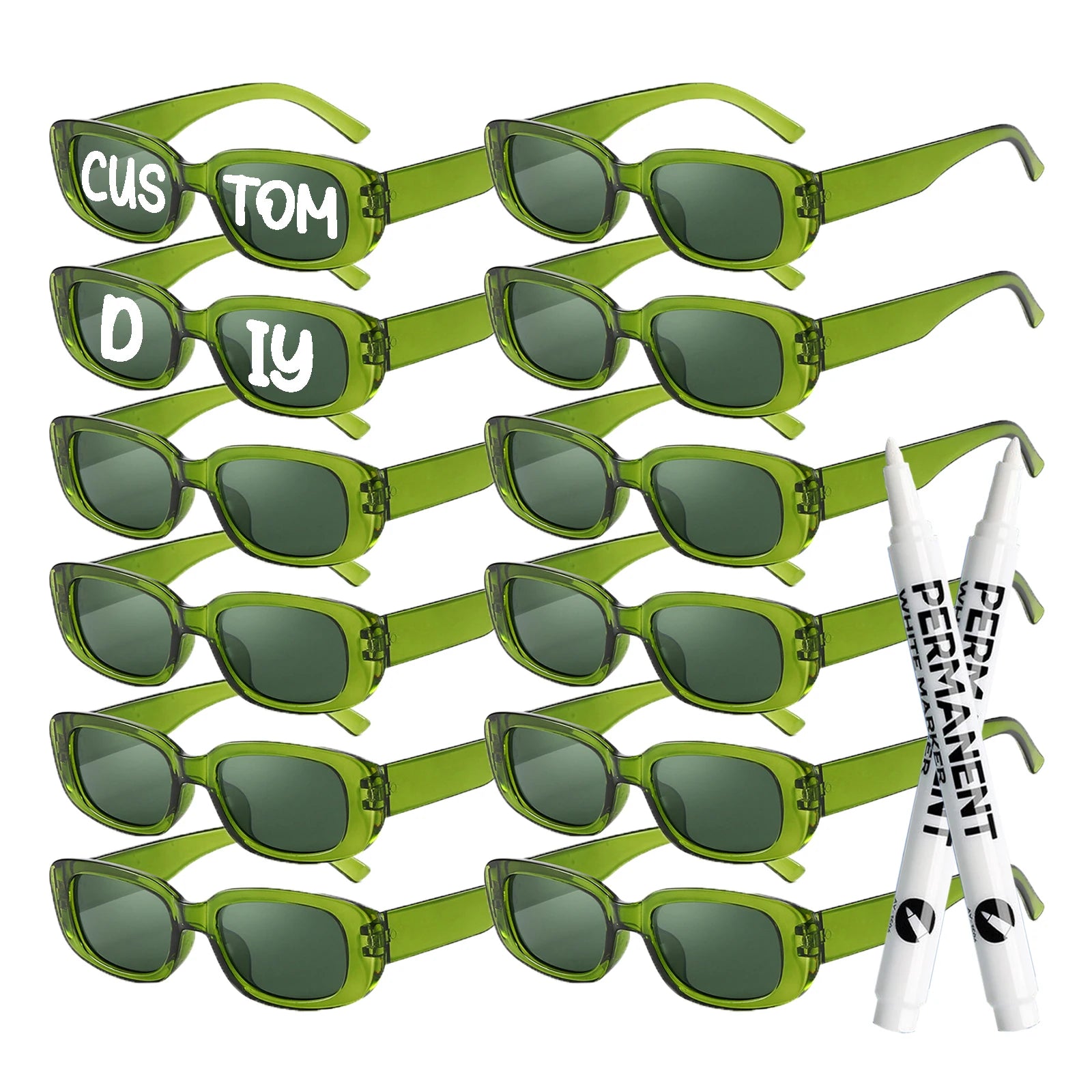 12–100 PCS Custom Wedding Sunglasses – Retro Square DIY Glasses with Pens for Parties & Events (GRAD 2025) - Image 9