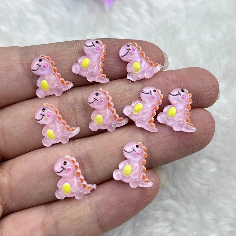50Pcs Cute 12mm Mini Cartoon Dinosaur Resin Flatbacks – DIY Jewelry, Manicure & Hair Accessories - Image 10