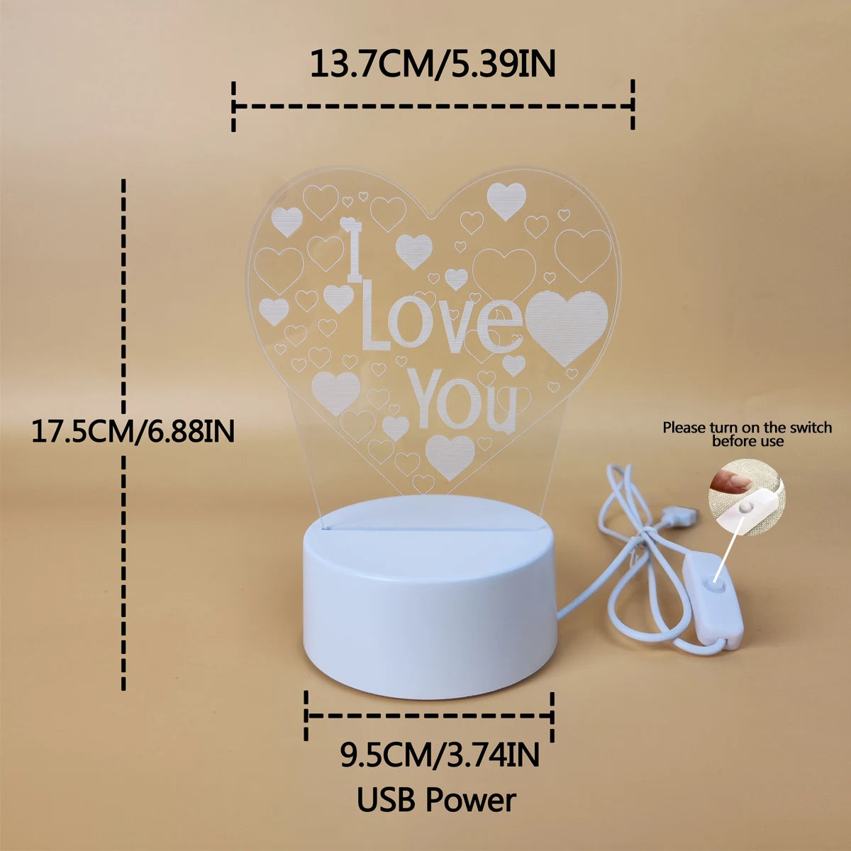 Pink Romantic Confession “I LOVE YOU” 3D Night Light - Image 4