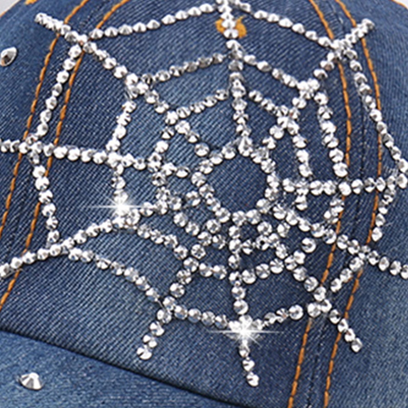 Stylish Rhinestone Studded Star Denim Baseball Cap – Adjustable Casual Outdoor Hat - Image 4