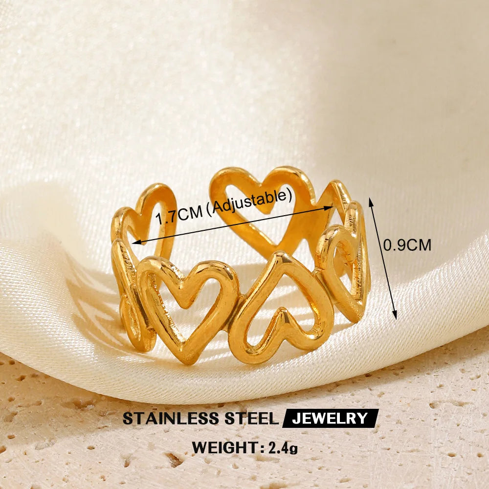 Gold Color Stainless Steel Heart Ring - Image 19