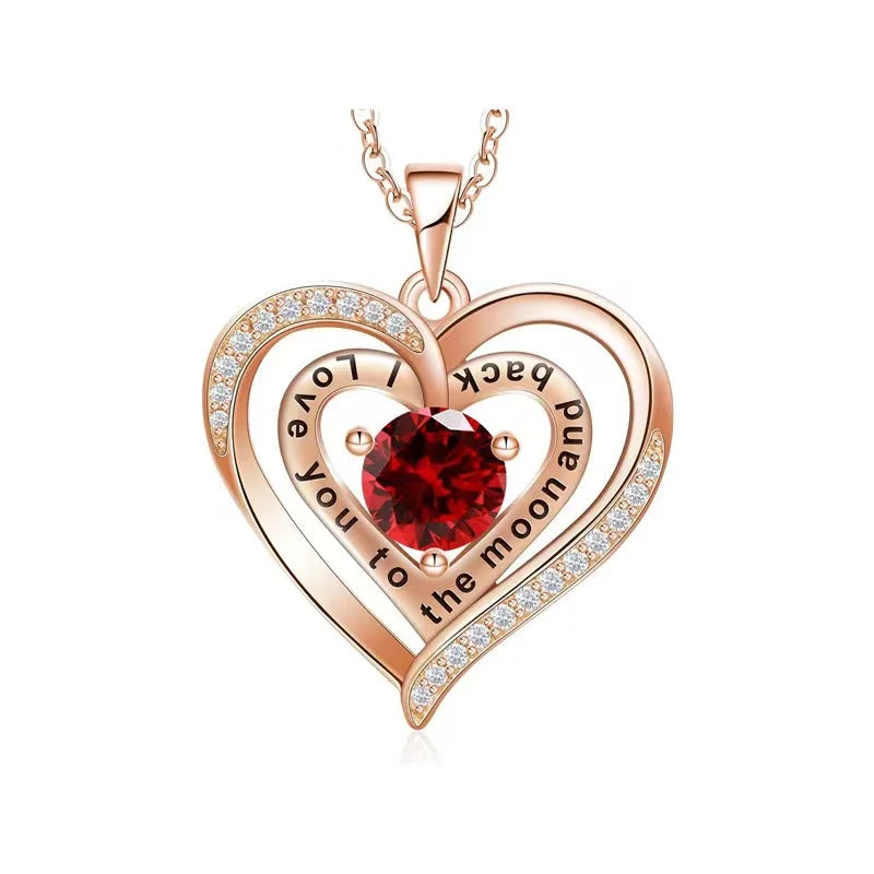 Luxury Red Zircon Pendant Necklace with Rose Flower Gift Box - Image 7