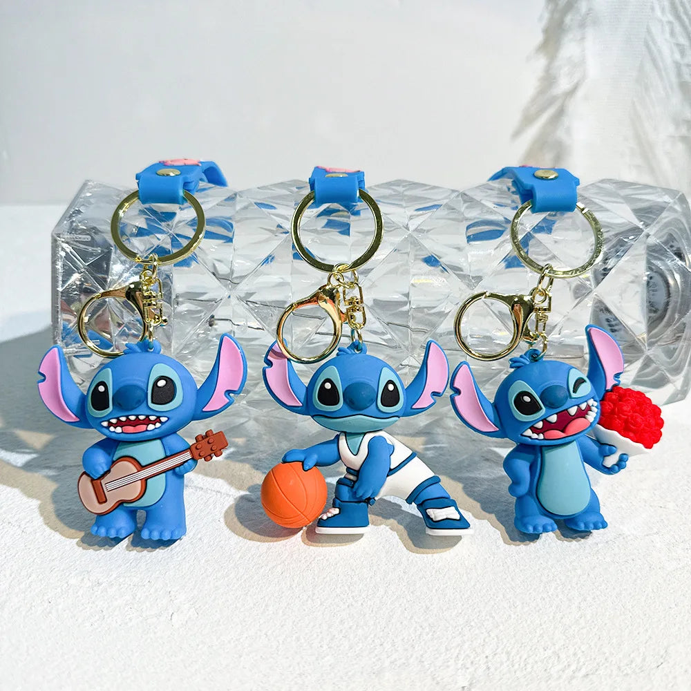 MINISO Romantic Stitch Earphone Bag Keychain – Cute Key Ring & Pendant Gift for Couples/Friends - Image 2