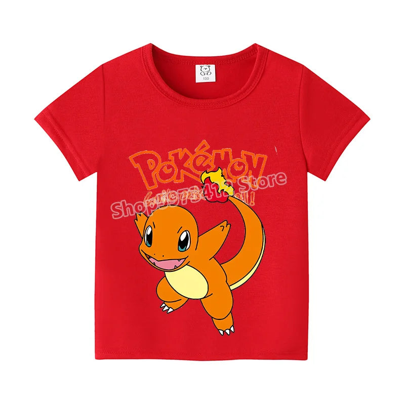 Pikachu Kids T-Shirt – Pokémon Summer Short Sleeve Tee with Lucario & Greninja Design - Image 32