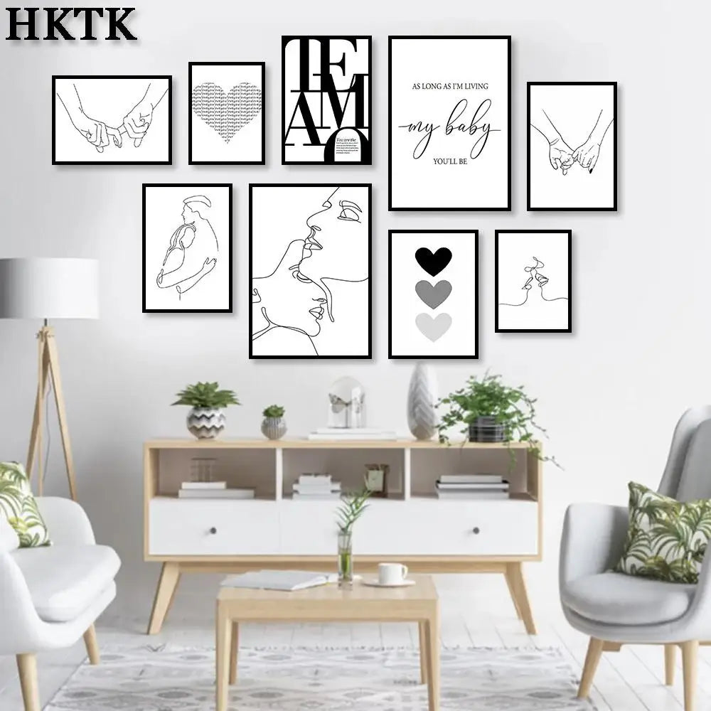 Scandinavian Style Canvas Poster – Nordic Simple Love Art Painting