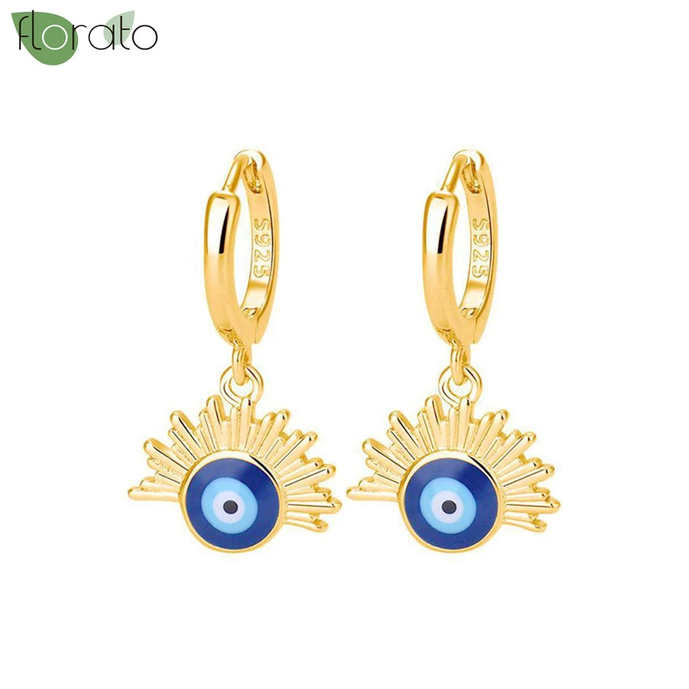 925 Sterling Silver Needle Vintage Gold Hoop Earrings – Evil Eye Pendant Jewelry for Women - Image 28
