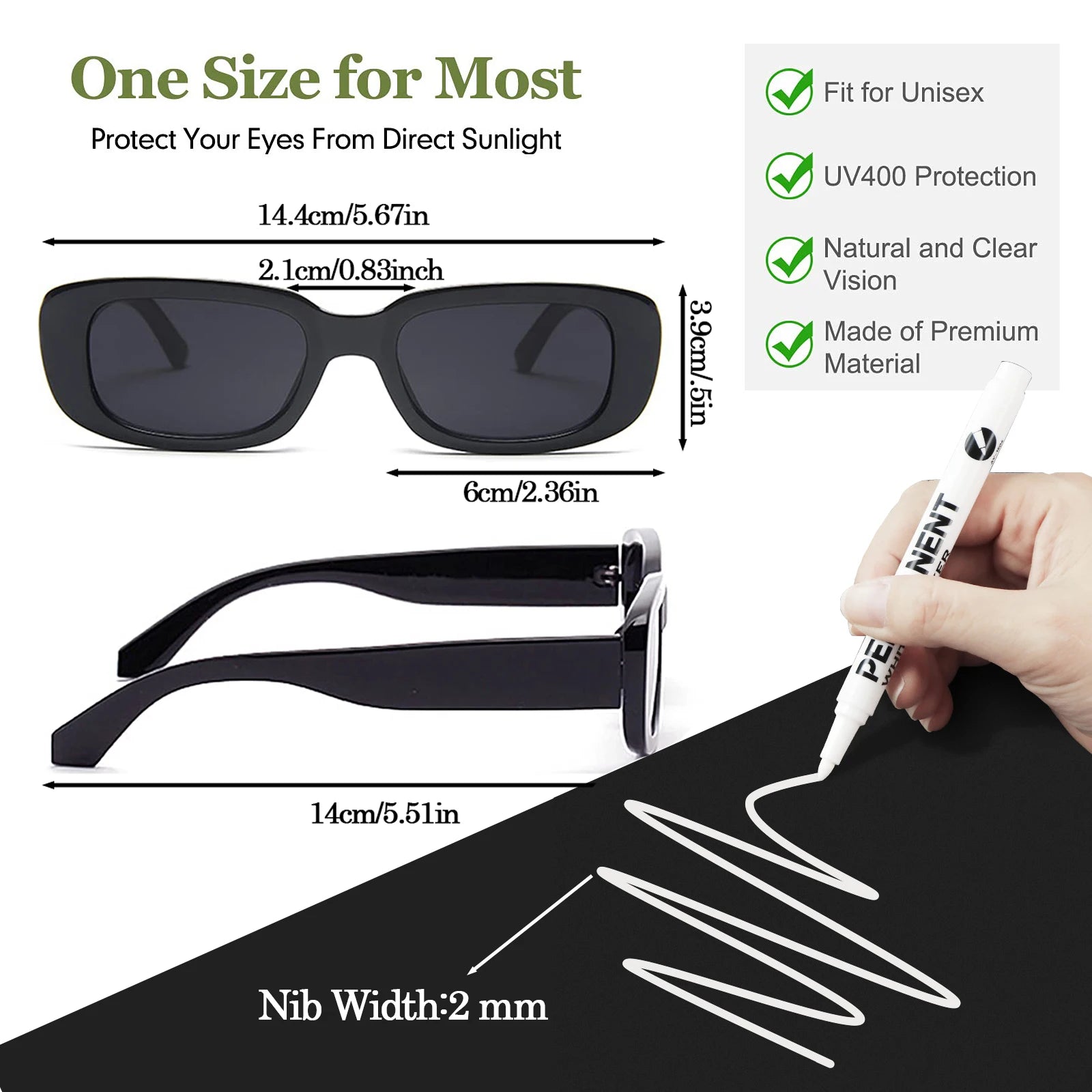 12–100 PCS Custom Wedding Sunglasses – Retro Square DIY Glasses with Pens for Parties & Events (GRAD 2025) - Image 6