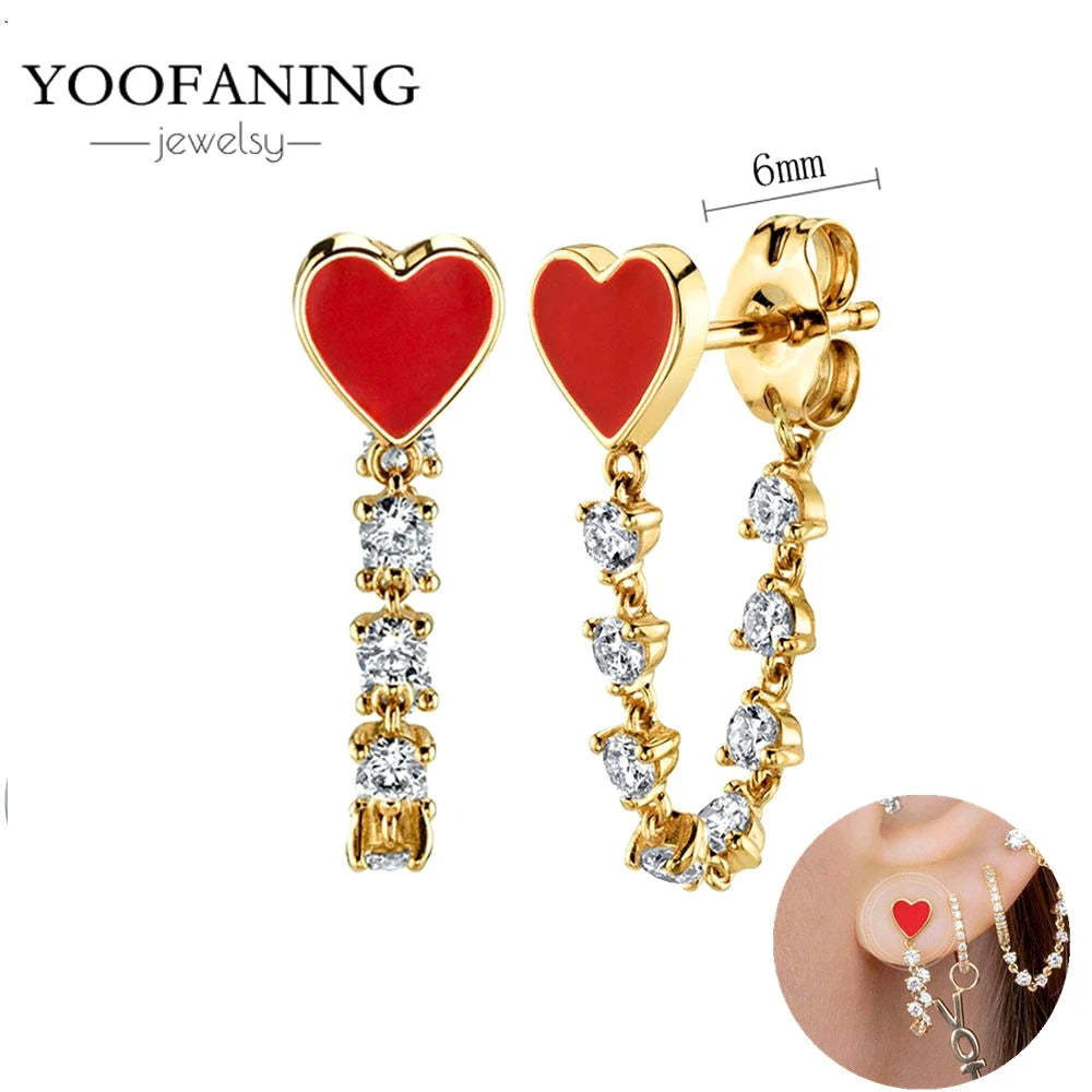 925 Sterling Silver Red Series Hoop Earrings – Red Zircon Love, Strawberry & Starfish Design - Image 56