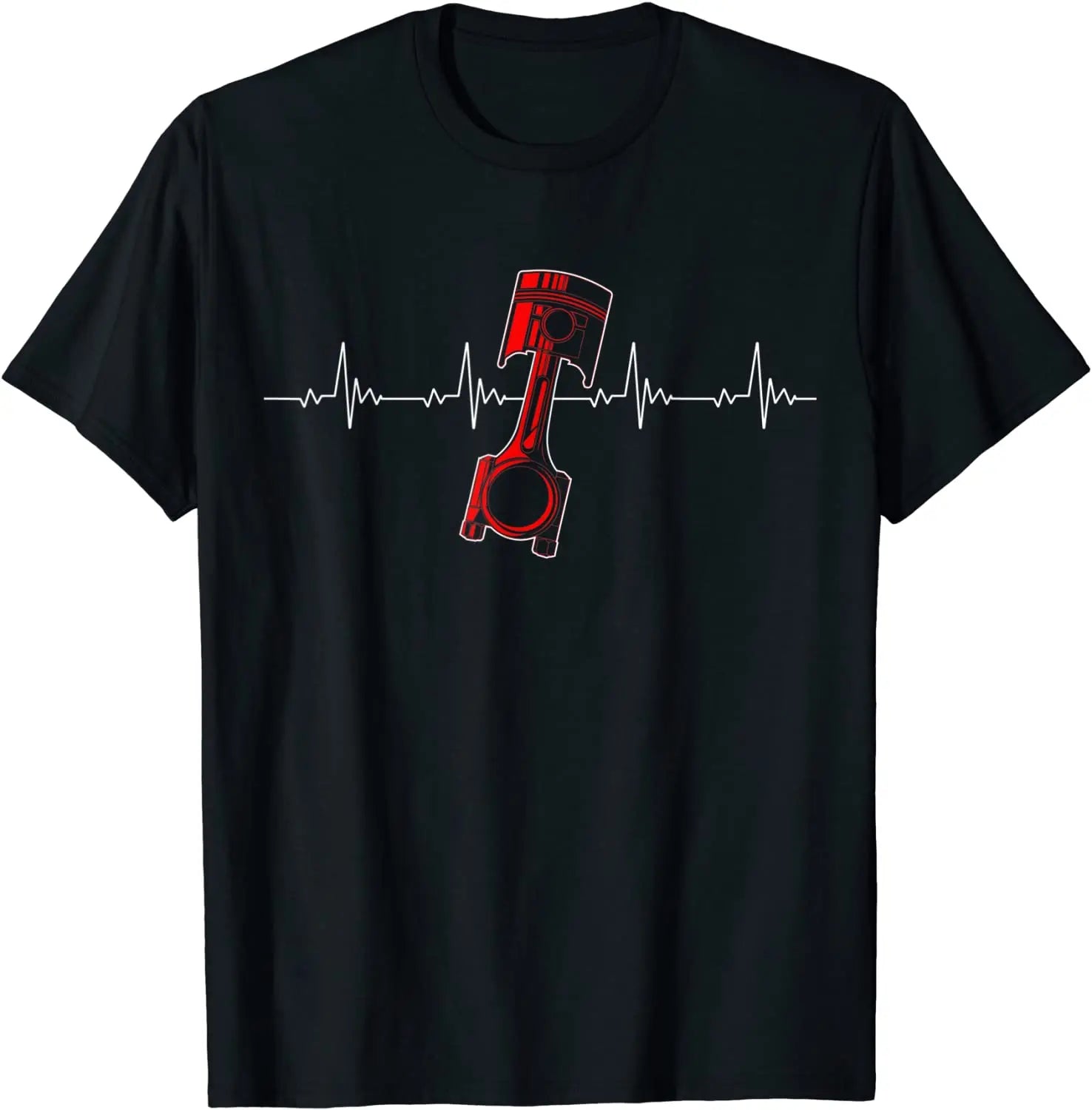 Mechanic Piston Heartbeat T-Shirt – Custom Car Lover Tee for Drag Racers & Gearheads