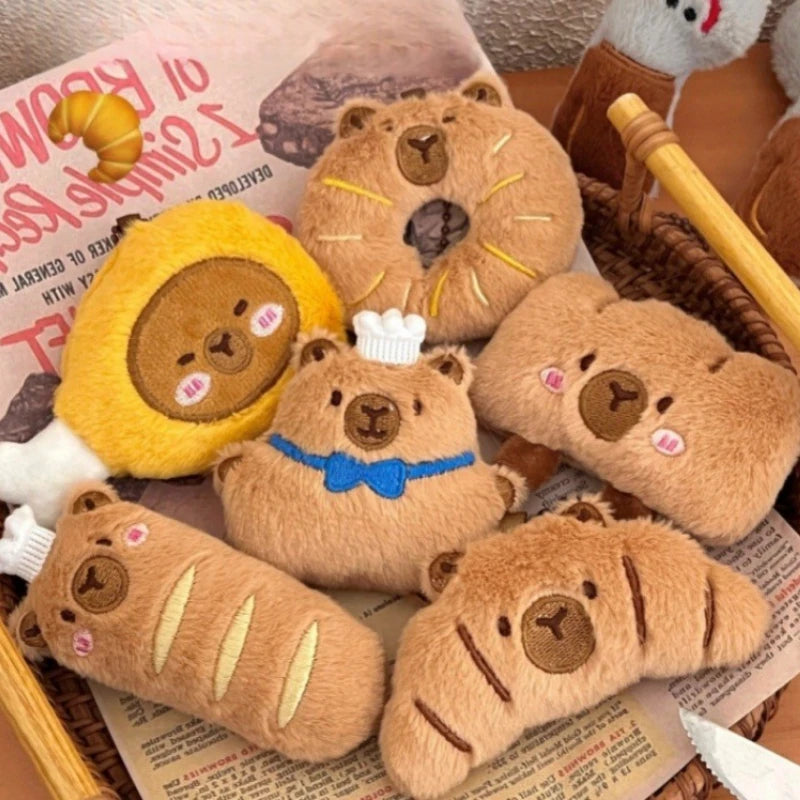 1–10PCS Gourmet Capybara Plush Pendant – Cute Cartoon Doll for Bags, Decor & Gifts