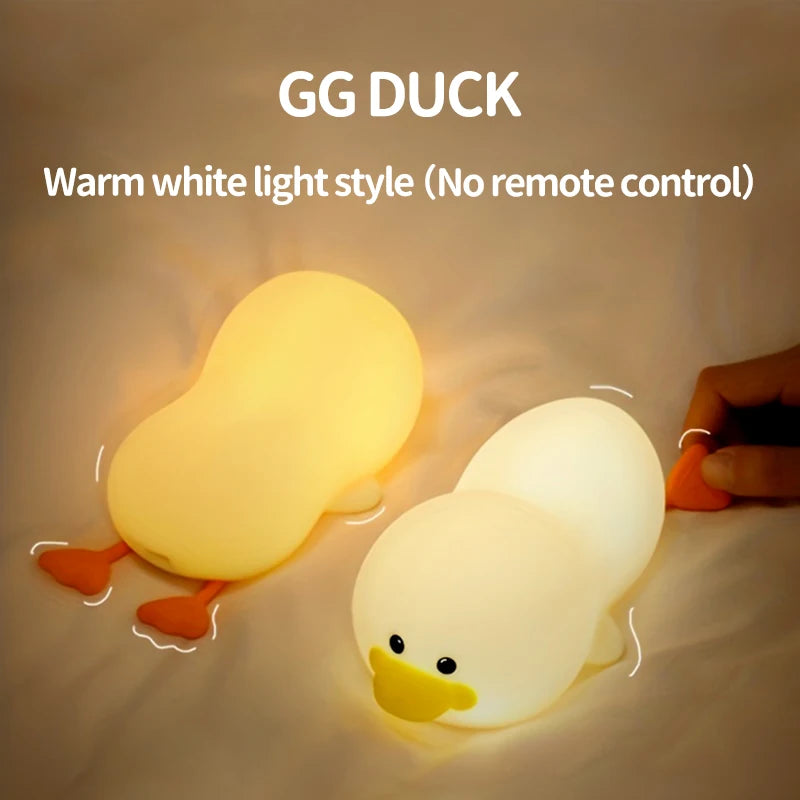 Doudou Duck Night Light – Soft Silicone Clap Lamp for Kids with USB Charging & Timer - Image 9