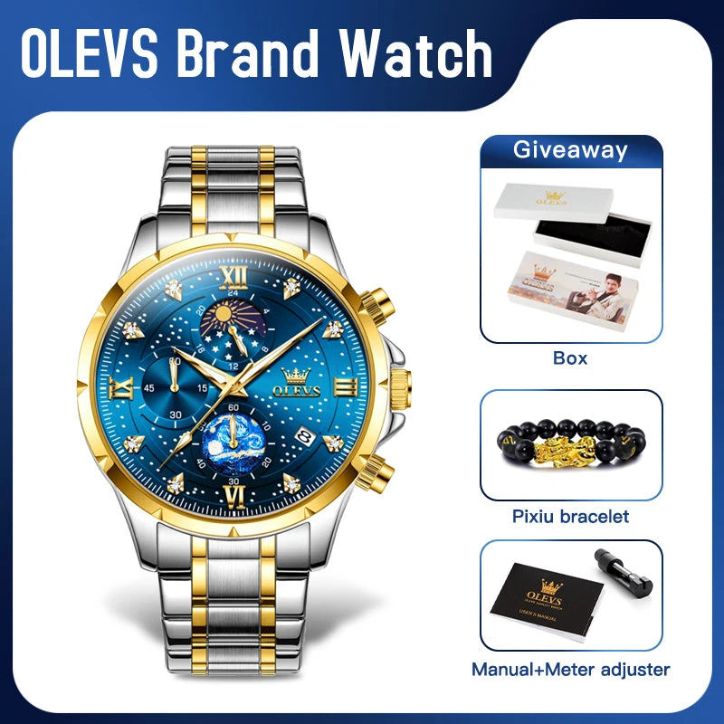 OLEVS 9807 Men's Quartz Chronograph Watch – Multifunction Waterproof Timepiece with Luminous Display - Image 2