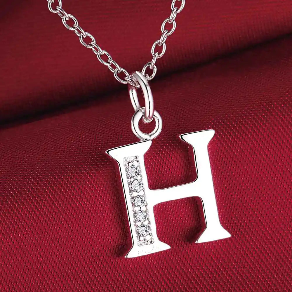 26 Letters 925 Sterling Silver Necklace Pendant – Zircon Accent Jewelry for Women - Image 5
