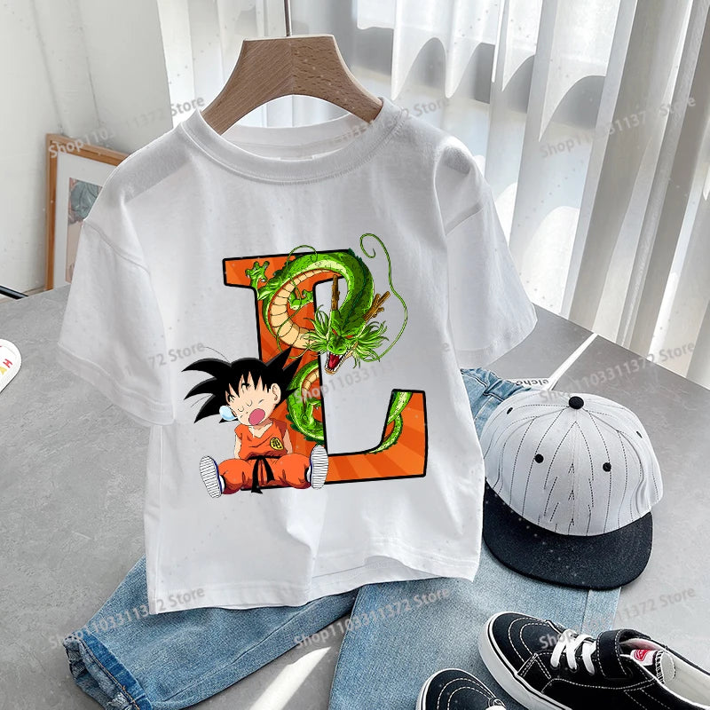 Dragon Ball Goku T-Shirt – A-Z Letter Print Cotton Tee for Boys & Toddlers - Image 25