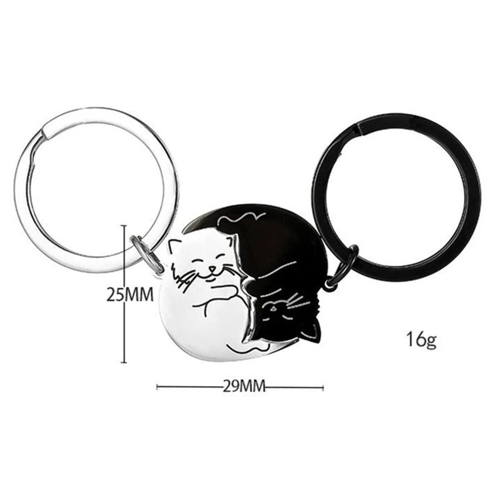 Black Cat Matching Couples Keychain – Stainless Steel Puzzle Keyring - Image 6