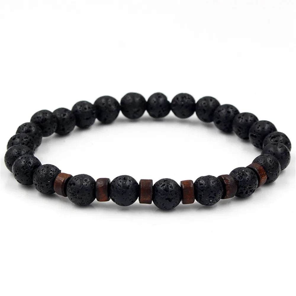 Volcanic Stone Lava & Wooden Beads Bracelet - Image 4