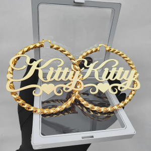 DHQH Name Twist Hoop Earrings – 18K Gold Personalized Custom Name Jewelry for Her