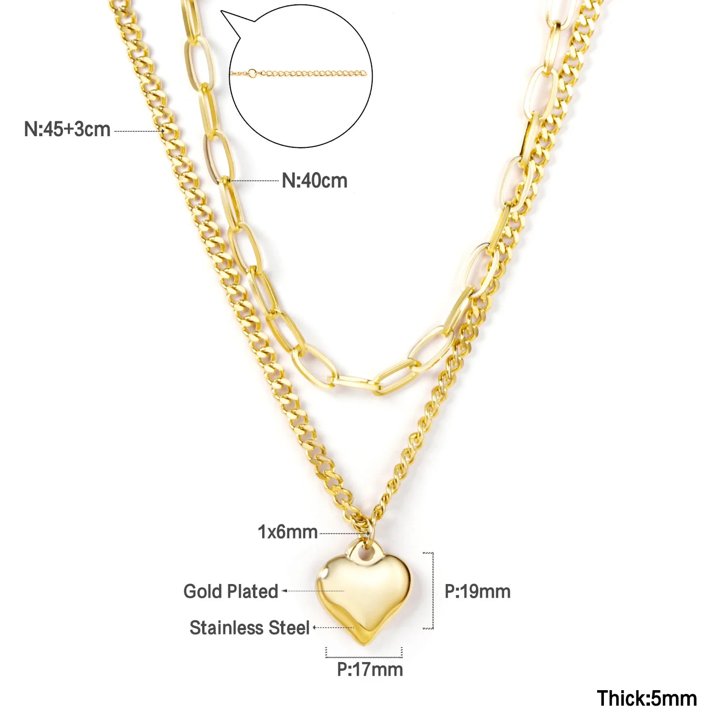 ASONSTEEL Romantic Heart Pendant Necklace – Golden Stainless Steel Choker for Women - Image 8