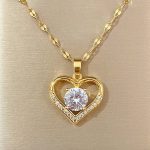 Artificial Gems Heart Pendant Necklace for Women