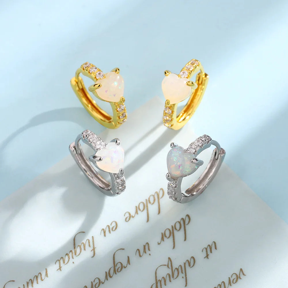 1pc Love Heart Ear Buckle – 2000s Aesthetic Y2K Opal & Zircon Hoop Earring - Image 5