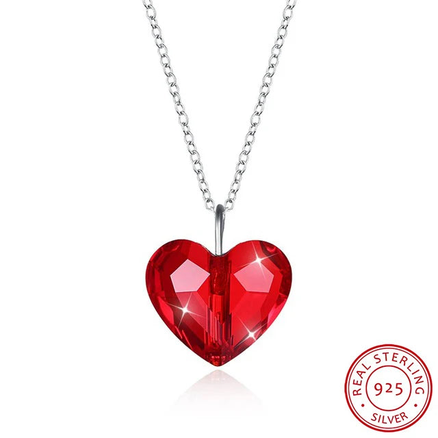 Real S925 Sterling Silver Red Heart Pendant Choker – Romantic Necklace for Women - Image 7