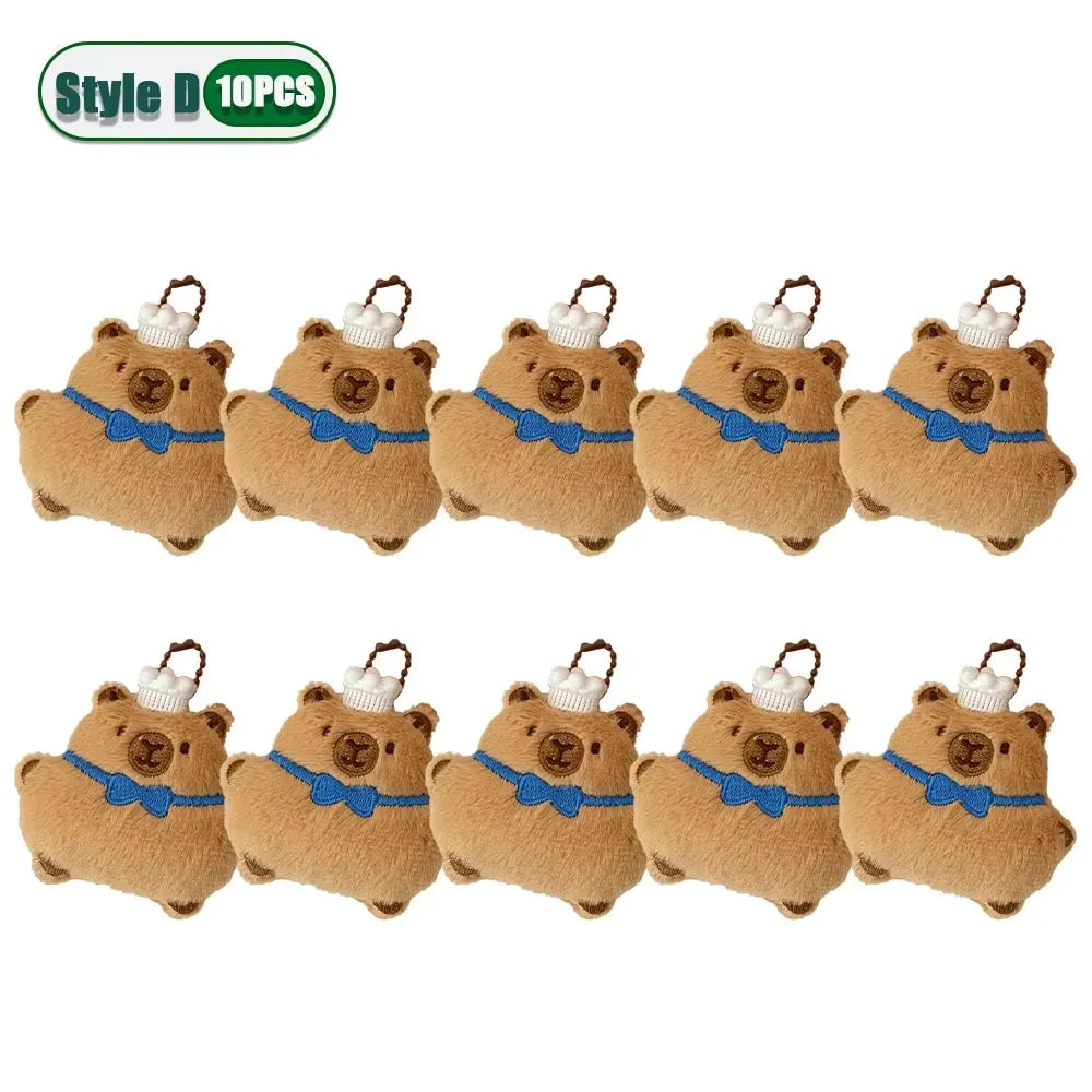 1–10PCS Gourmet Capybara Plush Pendant – Cute Cartoon Doll for Bags, Decor & Gifts - Image 25