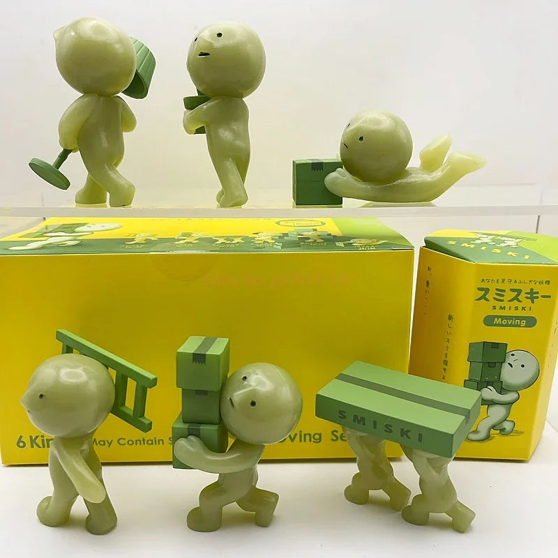 Hot Sonny Angel Smiski Moving Series – Mystery Noctilucent Green Doll Action Figures - Image 5