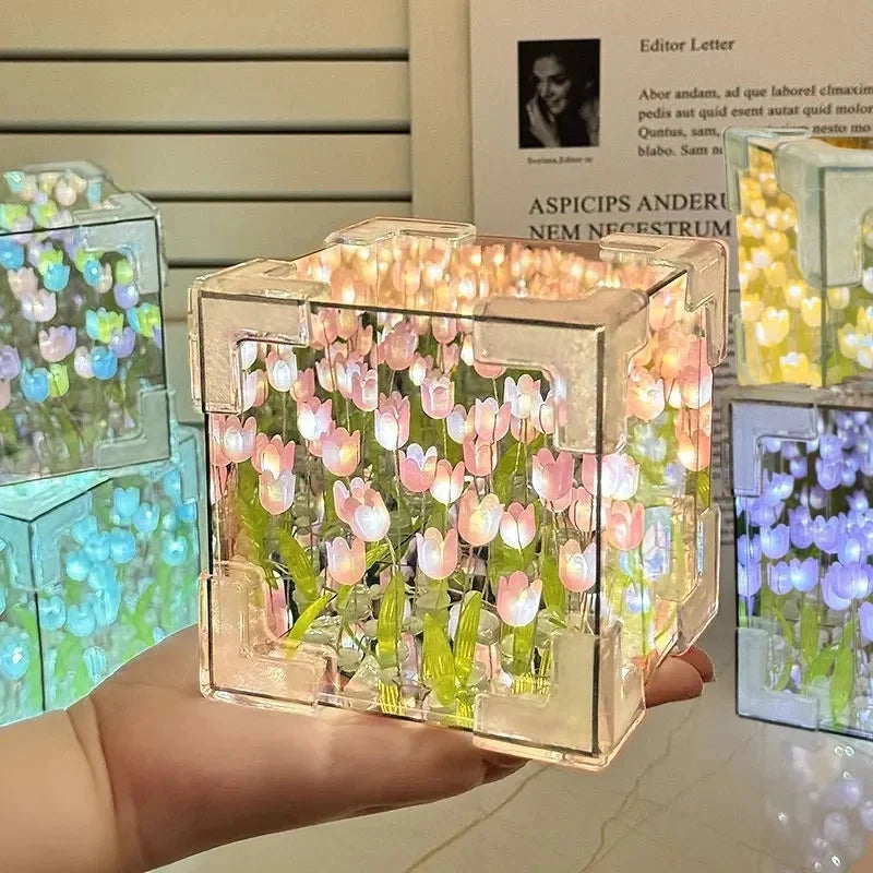 Handmade DIY Tulip Flower Cube Night Light - Image 2