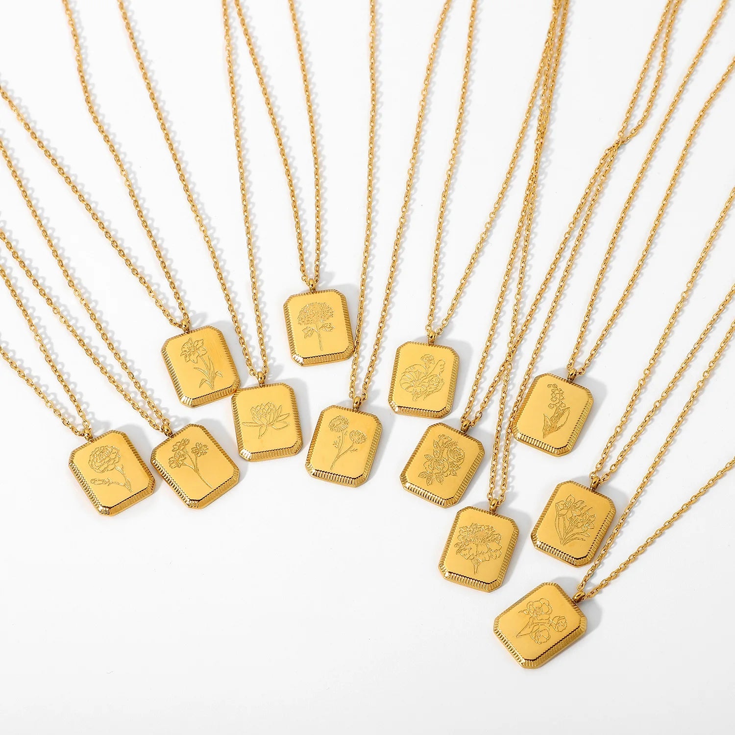 Birth Month Flower Necklace – Gold Plated Stainless Steel Pendant for Women - Image 6