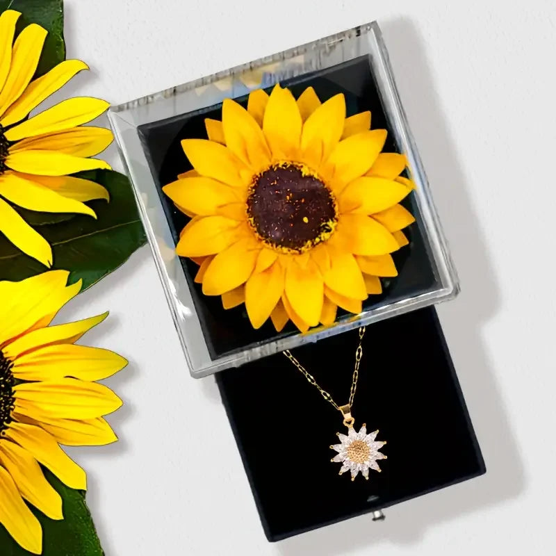 Sunflower Necklace with Gift Box