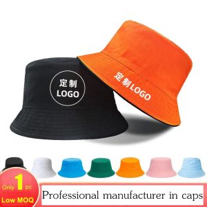 Custom Logo Fishing Bucket Hat – Unisex Reversible Cotton Sun Hat for Outdoor Use