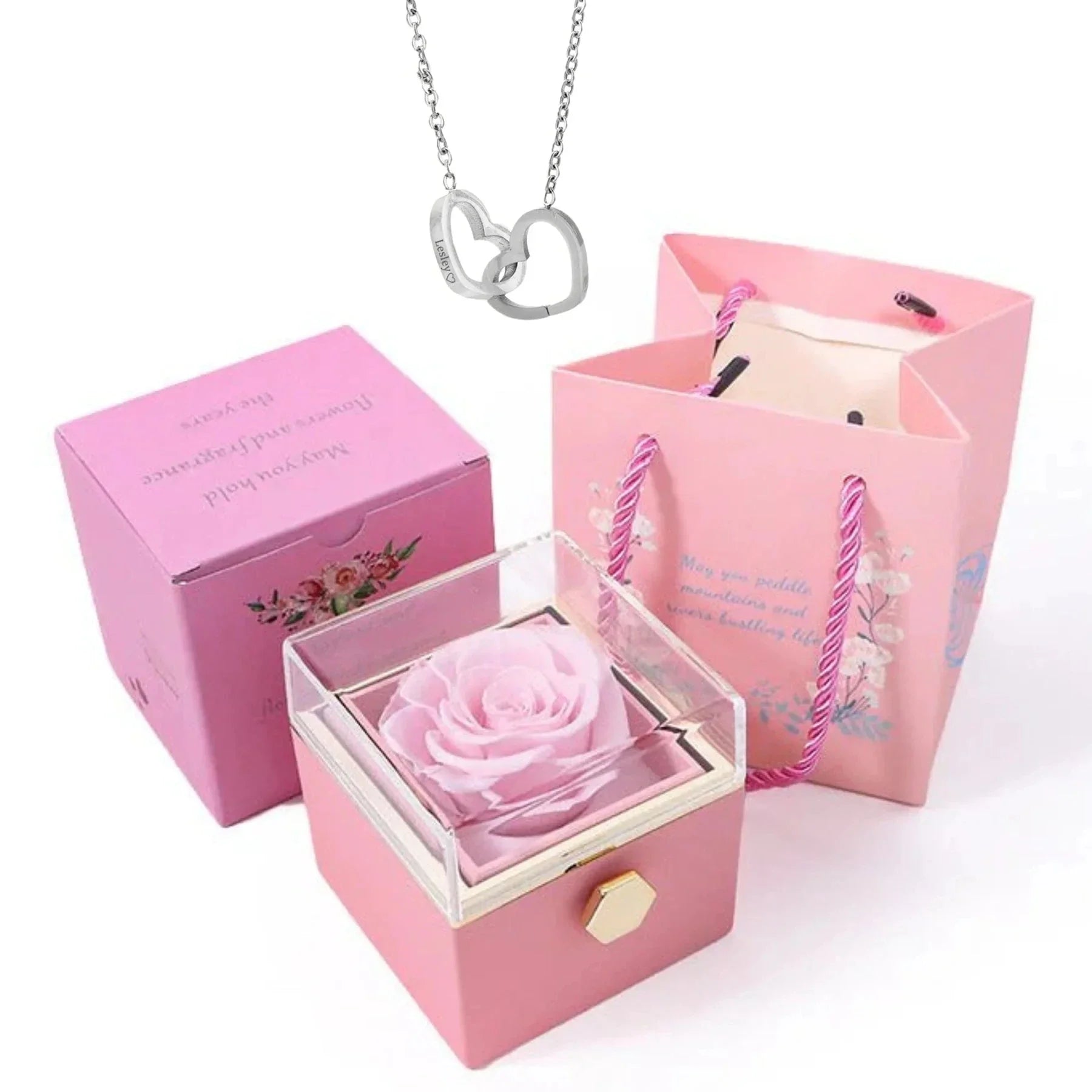 PolishedPlus™ Custom Heart Name Necklace + Rotating Rose Box - Image 9