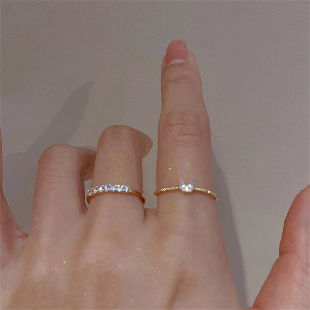 Aesthetic Elegant Dainty Crystal Heart Rings - Image 4