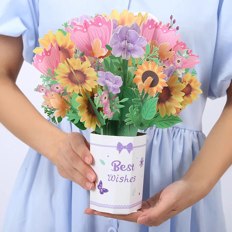 Premium 3D Pop-Up Flower Bouquet Card – Handmade Greeting Card for Special Occasions - Image 9
