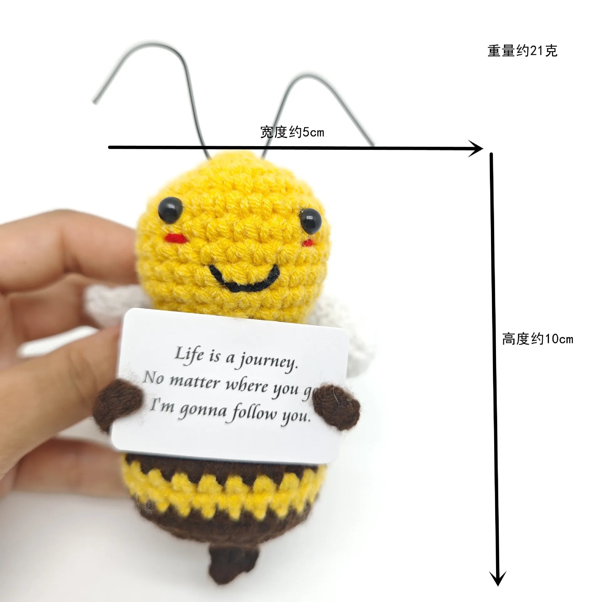 Funny Crochet Positive Energy Shark Doll – Emotional Support & Cute Knitted Woolen Bee Decor - Image 9