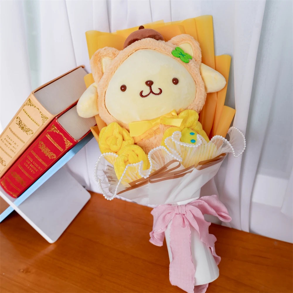 Plush Bouquet Pom Pom Purin Plush Doll – Kawaii Cartoon Stuffed Bouquet Surprise Gift - Image 5