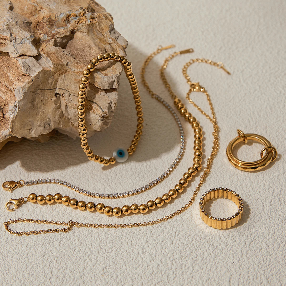 Uworld Stainless Steel Finger Bracelet & Stackable Ring – Fashion Jewelry Gift for Her - Image 4