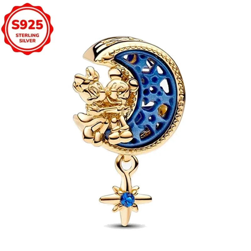 Disney 925 Sterling Silver Beads – Mickey, Stitch, Princess, Cinderella Charms for DIY Bracelets - Image 92