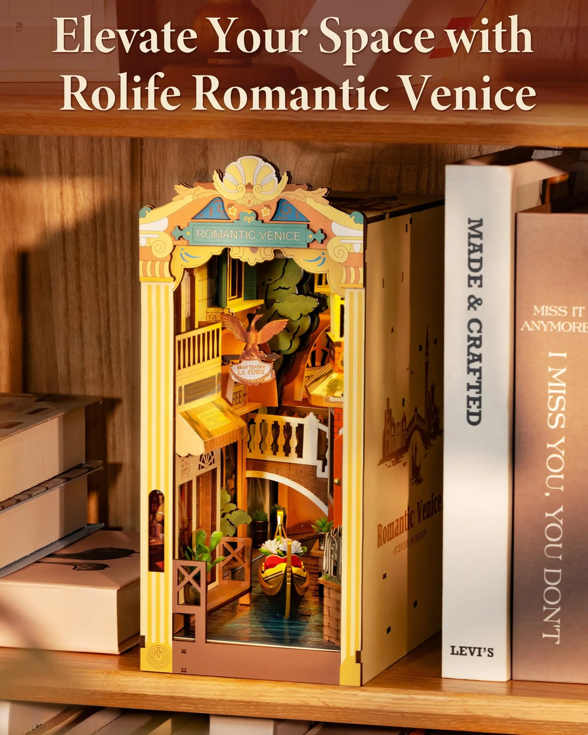 Robotime Rolife DIY Book Nook Kit – Romantic Venice 3D Wooden Puzzle for Adults - Image 2