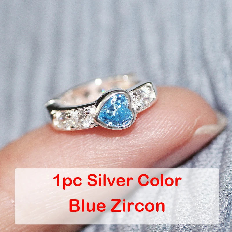 1pc 2000s Aesthetic Y2K Hoop Earring – Love Heart with Opal & Zircon - Image 9