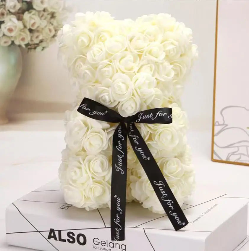 25cm Artificial Teddy Rose Flower Bear with Box – Romantic Valentine’s Day Gift - Image 10
