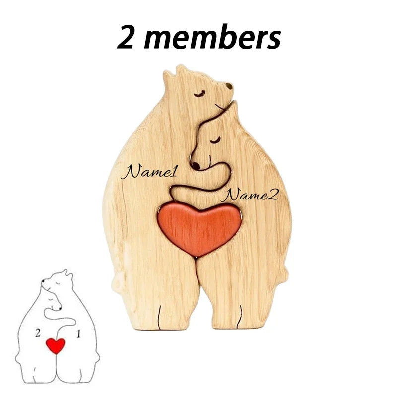Art Wooden Bear Family Puzzle – Personalized Name Home Decor Gift - Image 12