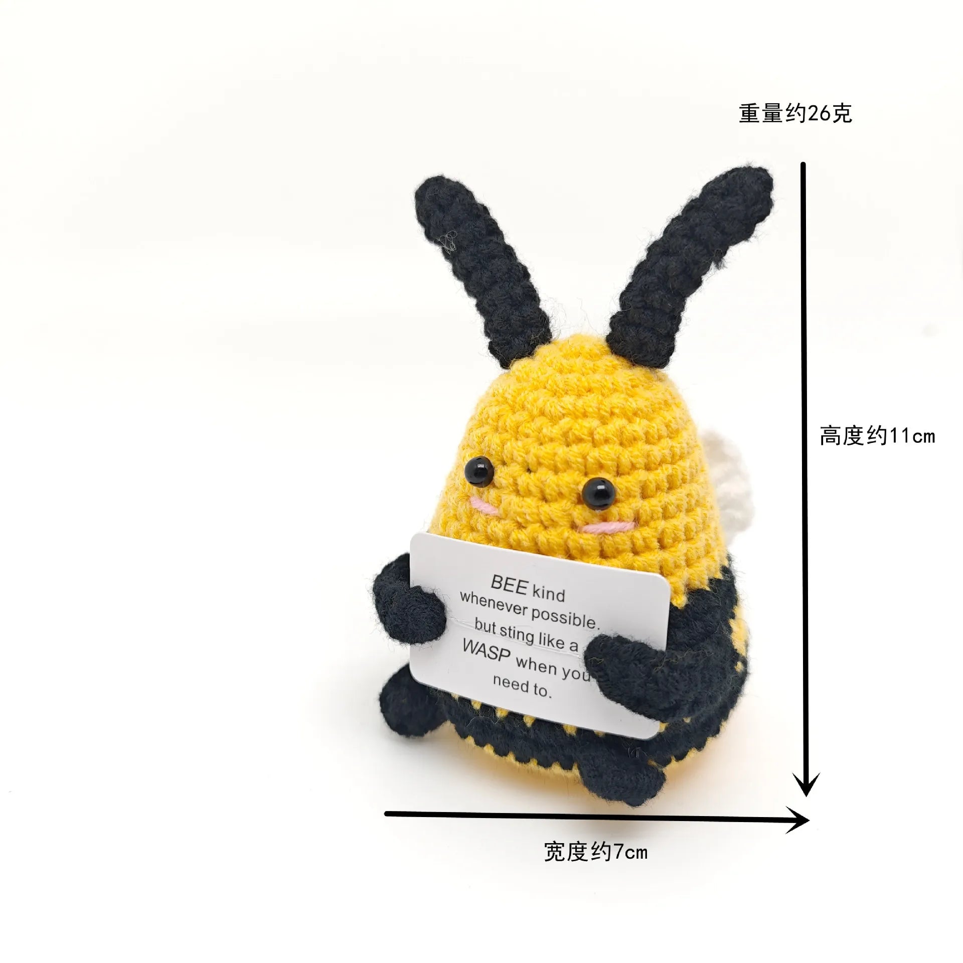Funny Crochet Positive Energy Shark Doll – Emotional Support & Cute Knitted Woolen Bee Decor - Image 10