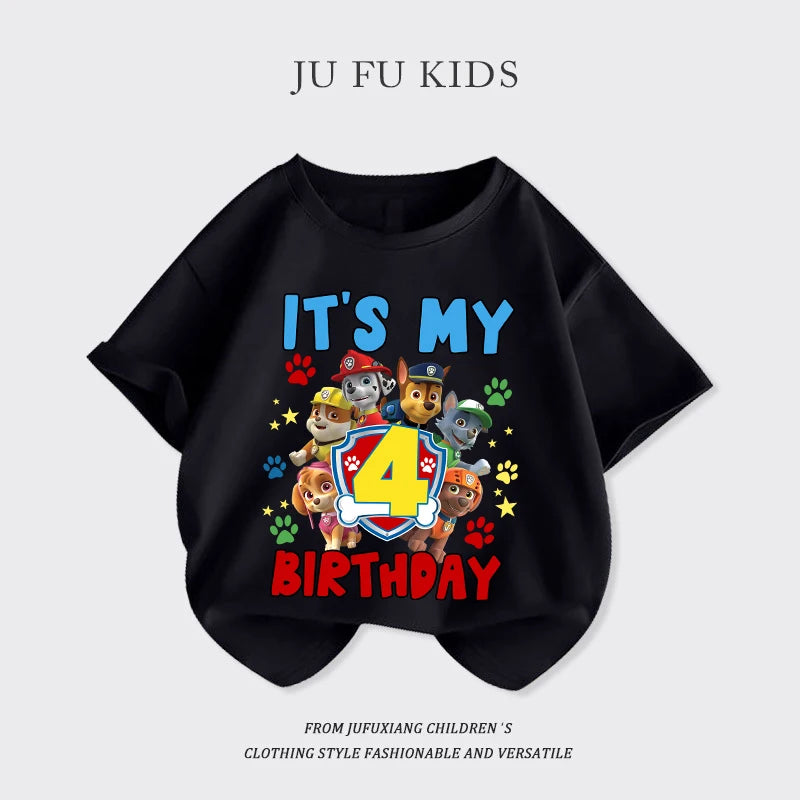 Paw Patrol Birthday T-Shirt – Cute Cotton Summer Pullover for Kids with Chase & Skye Print - Image 13