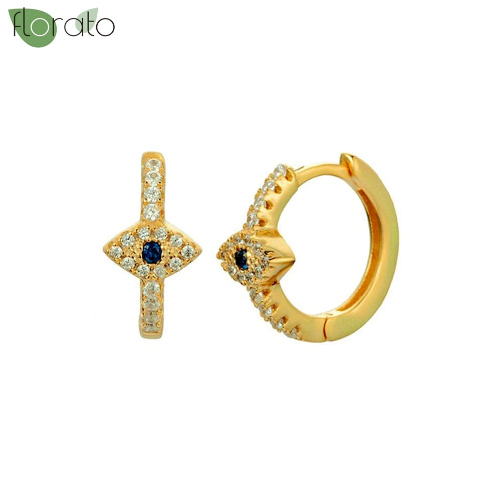 925 Sterling Silver Needle Vintage Gold Hoop Earrings – Evil Eye Pendant Jewelry for Women - Image 14