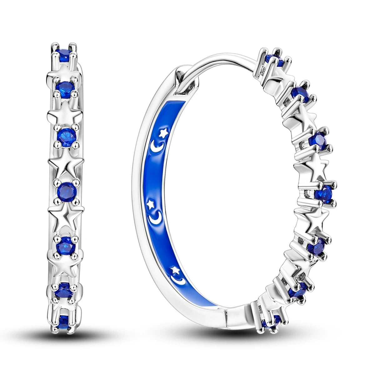 PANPOKI 925 Sterling Silver Galaxy Hoop Earrings – Blue Minimalist Jewelry for Women - Image 6