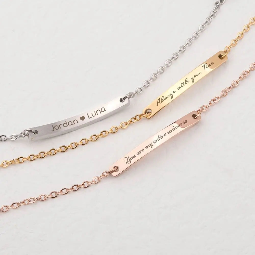 Gold Skinny Coordinate Bracelet – Custom Engraved Bar Bracelet for Her - Image 4
