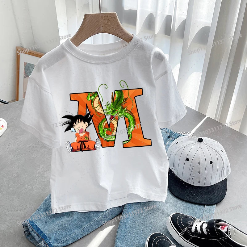 Dragon Ball Goku T-Shirt – A-Z Letter Print Cotton Tee for Boys & Toddlers - Image 26