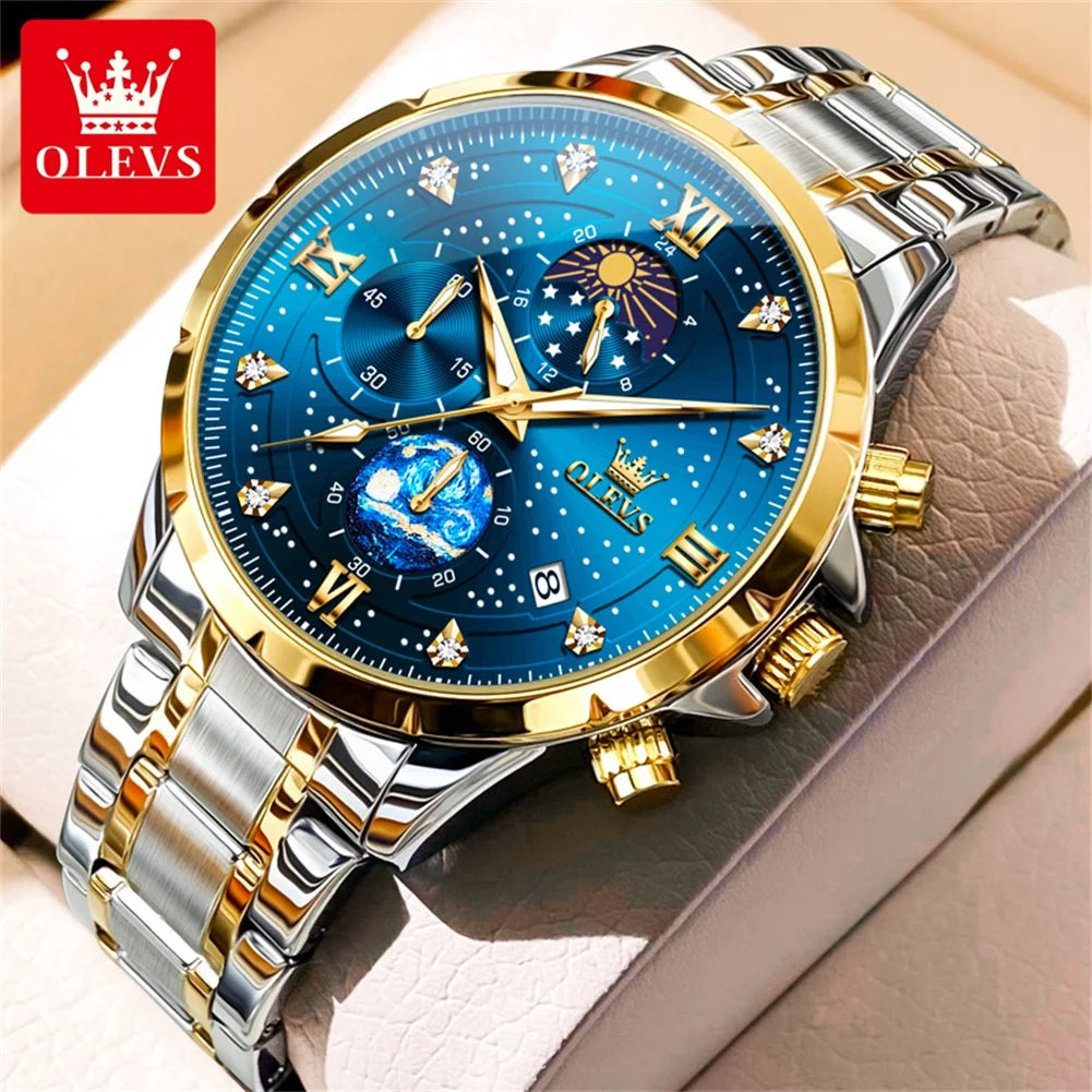 OLEVS 9807 Men's Quartz Chronograph Watch – Multifunction Waterproof Timepiece with Luminous Display - Image 8