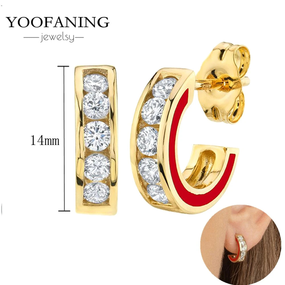 925 Sterling Silver Red Series Hoop Earrings – Red Zircon Love, Strawberry & Starfish Design - Image 10